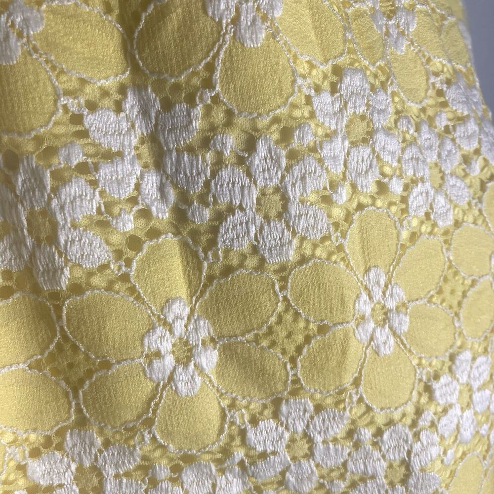 Yellow Floral Lace Dress Womens 16 Sheath Whimsical Kawaii Twee Coquette - Picture 13 of 15